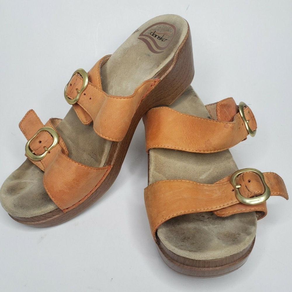 Womens Dansko sophie heels clog sandals tan
